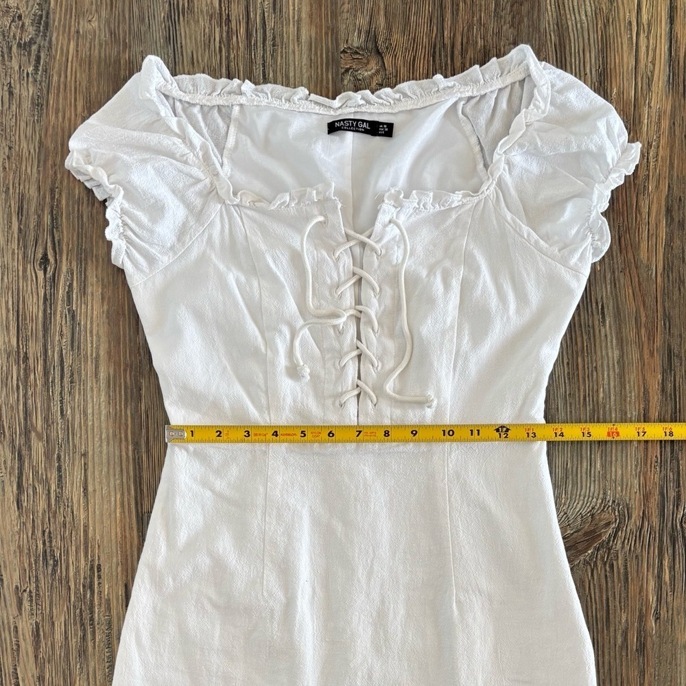 Nasty Gal Collection “Strings Attached” Lace-Up Mini Dress Womens 6 White Lined - Picture 5 of 11